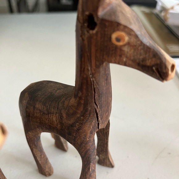 Wooden handmade reindeers or just deer. See condition below.  8” long-height - Picture 5 of 8